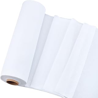 MAYJOYDIY 25 Yards 11.8 Inch White Polyester Mesh Fabric Soft & Cozy Embroidery Stitch Cover Solid Printed and Novelty Fabrics for Sewing Wedding Dress Dancewear Skirt Garment Crafts