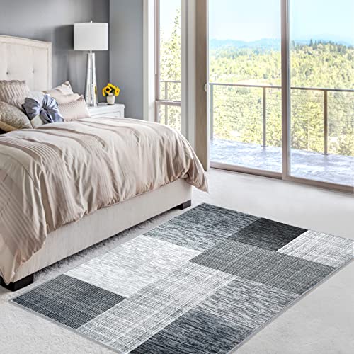 Rugsreal Geometric Area Rugs Accent Modern Boho Tile Floorcover Indoor Carpet Contemporary Trellis Distressed Area Rug For Living Room, Bedroom, Home Office, Grey, 8 X 10 Feet #TOP1