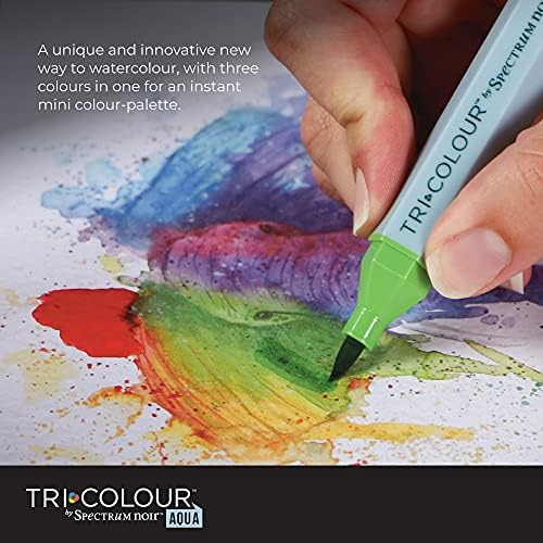 Crafter's Companion Spectrum Noir Tricolour Brush Nib Watercolour Markers Pack of 3-Unique 3-in-1 Blendable Colour Shade Effect-Floral Meadow, One Size