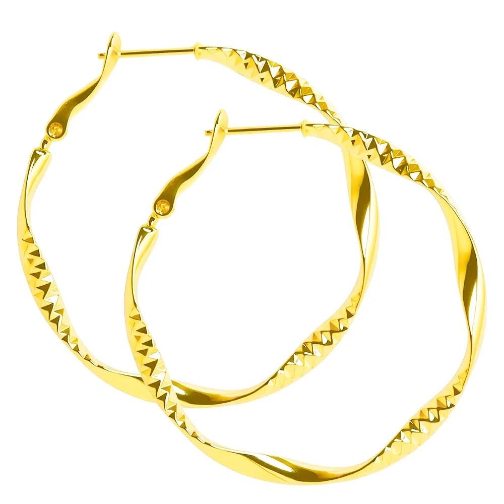 ToHeart Gold Hoop Earrings for Women Gold Plated Twist Hoop Earrings