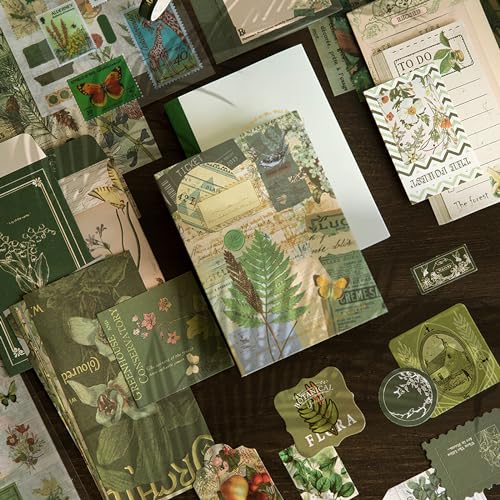 image for Draupnir Scrapbooking Supplies Kit,Vintage Botanical Aesthetic Scrapbo