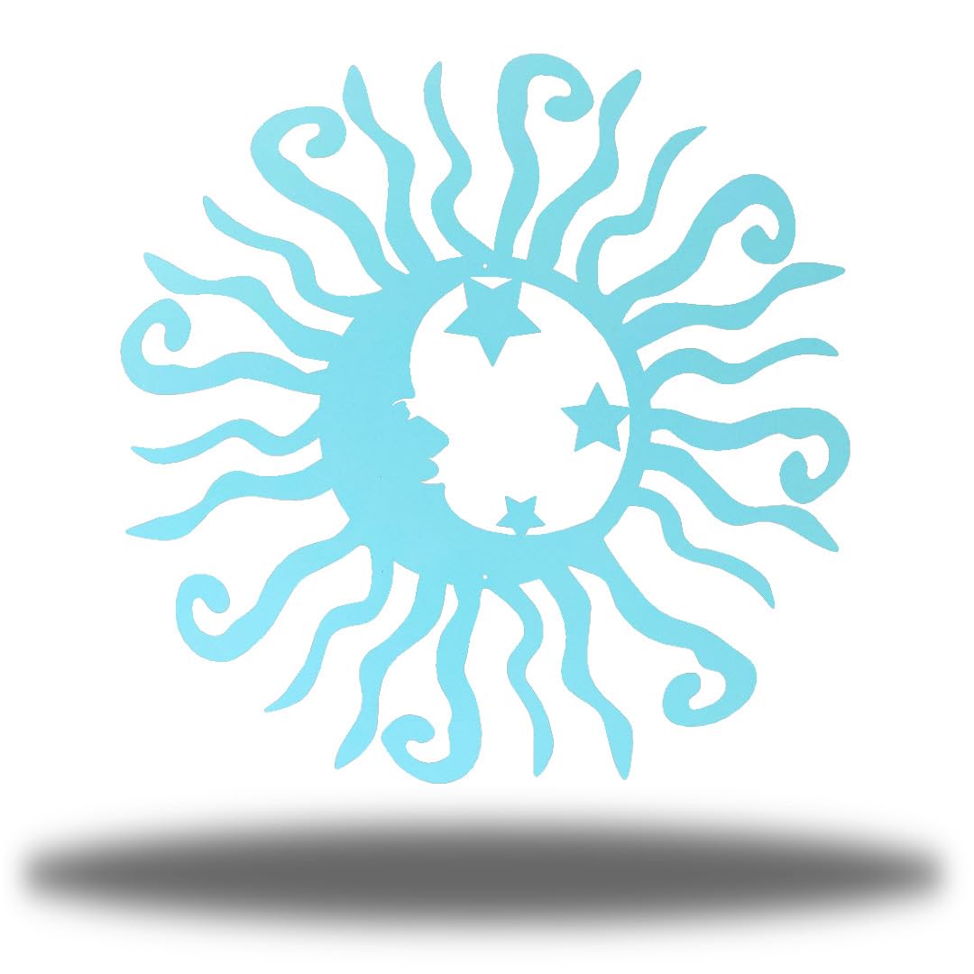 Riverside Designs Wacky Solar Moon Metal Wall Art Steel Outdoor Decor | Heavy-Duty and Waterproof | Made in USA (Sea Foam, 36L x 36W)