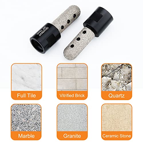 3/5Inch Diamond Finger Milling Bits Ball End,15Mm Dry Core Drill Bit With 5/8-11 Thread And 3/8" Hex Adapter For Angle Grinders And Drills To Enlarge, Shape Holes In Porcelain Tile Ceramic Granite #TOP3