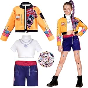 Kitimi Costume Mädchen Kinder Outfits, Anime Filme Sänger Idol Kostüm, Kinder Cosplay Kostüm für Karneval Fasching Bühnenkleid Dress up Party