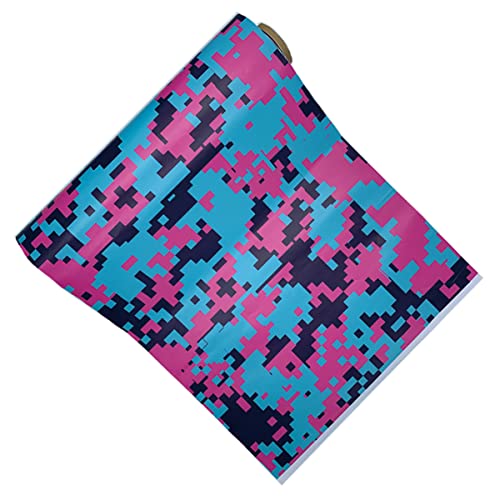 Cozylkx 30 cm × 100 cm Vinylfolie Camouflage Für Auto Motorrad Digital Mosaic Camo wasserdichte Autolackschutzfolie,Blau-Pink