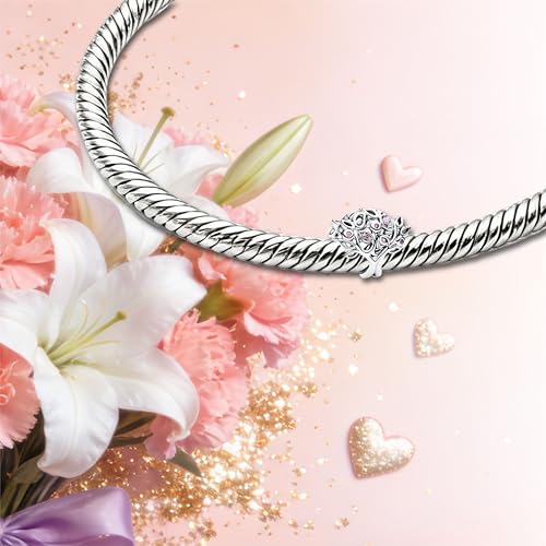 Image of Mom Family Charms Bead for Bracelets and Necklaces Jewelry Charm for Women Valentine Mother's Day