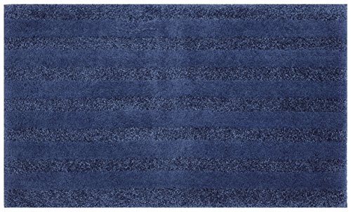 Mohawk Basic Stripe Ensign Blue Plush Striped Washable Bath Mat, 24X40, Dark Blue #TOP4