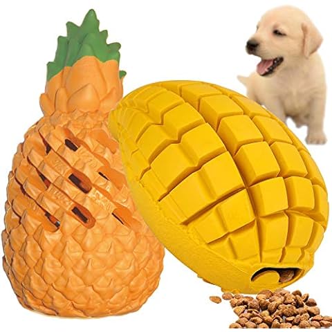 Pet-Fun® 2pcs Small Pineapple+Mango Pack, Durable Puppy Chew Toy, Strong Boredom Puzzle Treat Dispenser, Brain Activity Feeder, Tough Teething Chew for Small Dogs/Puppies Cover