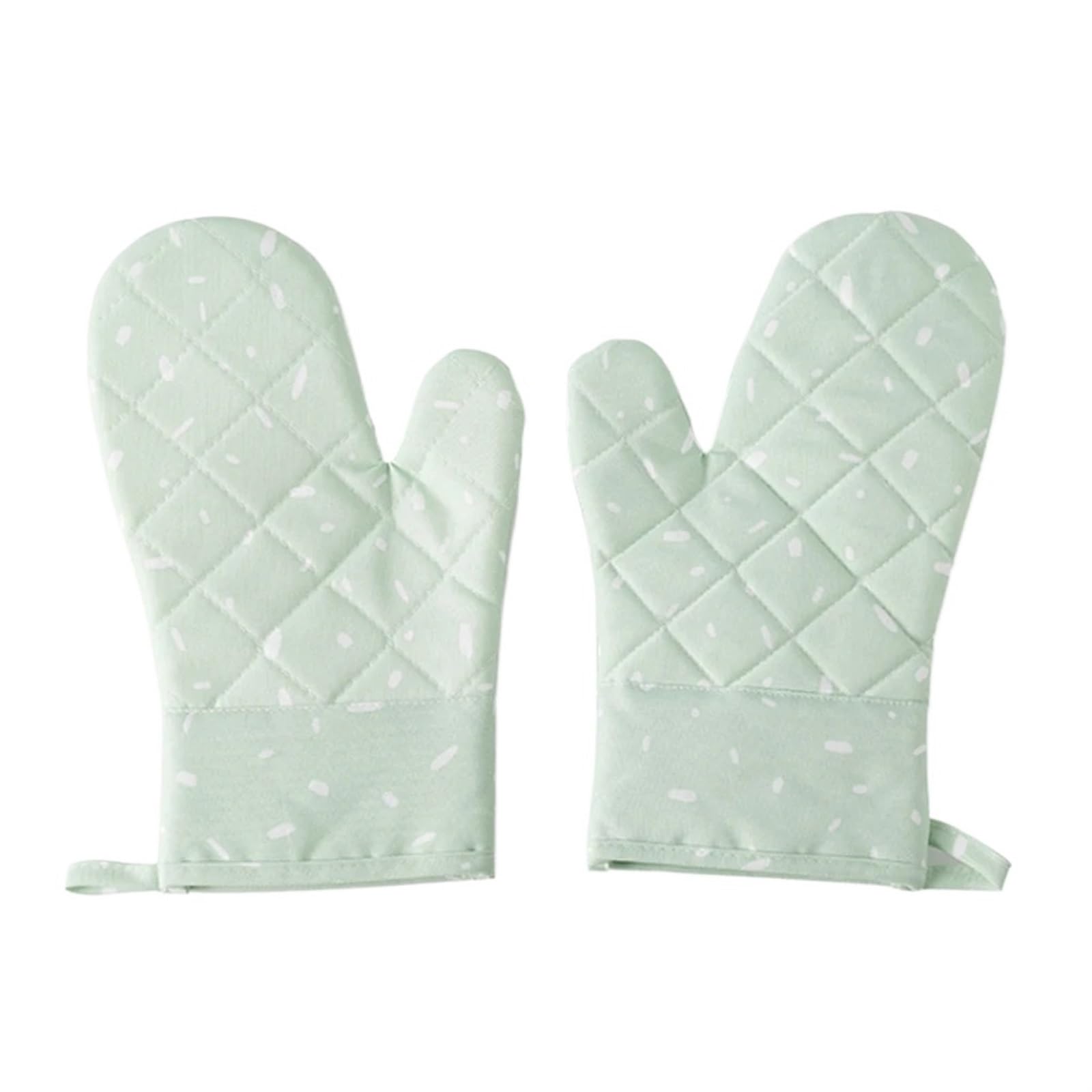 Oven Gloves 1 Pair Microwave Glove BBQ Oven Baking Hot Pot Mitts Cooking Heat Resistant Kitchen Mittens for Your Kitchen(Green)