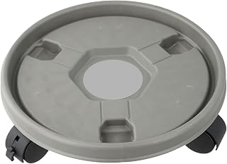 Heavy-duty Plastic Plant Caddy With 360° Rotating Wheels, Adjustable Trolley And Plant Tray, Suitable For Indoor And Outdoor Use, White, 260Mm Outer Diameter, 260Mm Inner Diameter(Gray)