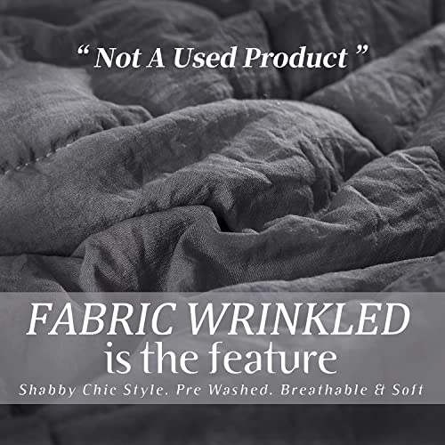 Hig 3 Piece Ruffle Skirt Bedspread Set King - Gray Color 30 Inches Drop Ruffled Style Bed Skirt Coverlets Bedspreads Dust Ruffles - Echo Bedding Collections King Size - 1 Bedspread, 2 Standard Shams #TOP3