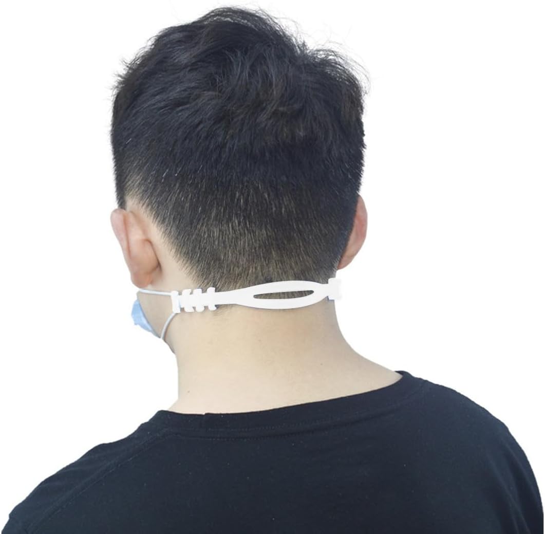 6pcs White Silicone Mask Extension Straps with Adjustable Four Gears Buckles for Men and Women, Ear Pressure and Ensure Good Seal, for Comfortable Mask Fit