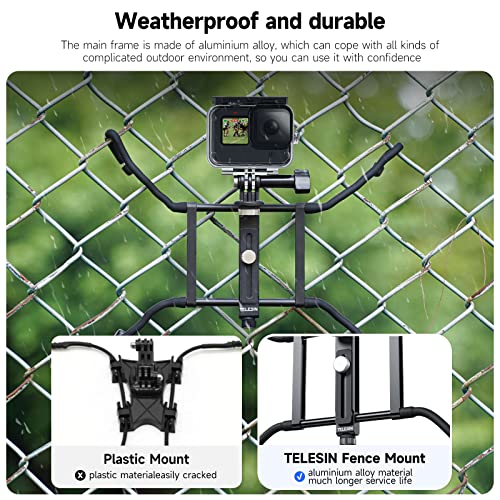 Telesin Flexible Fence Mount With Adjustable Clamp Arm For Phones Gopro Insta360 Mevo Start Backstop Camera, Softball, Tennis, Baseball, Football, Net/Chain Link Games Live Streaming Recording #TOP2
