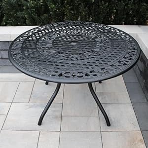 Oakland Living Ornate Outdoor Mesh Aluminum 48-in Black Round Patio Dining Table Oakland Living Ornate Outdoor Mesh Aluminum 48 in Black Round Patio Dining Table