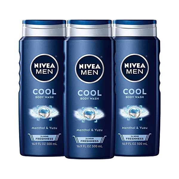 Nivea Men Cool Body Wash with Icy Menthol, 3 Pack of 16.9 Fl Oz Bottles