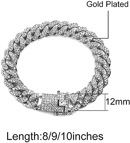 Apzzic Cuban Link Bracelet Iced Out Miami Gold Plated Hip Hop Full CZ Prong Diamond Bracelet with Giftbox Cuban Link Anklets for Men Women3