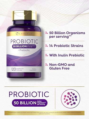 Carlyle Probiotics with Prebiotics | 120 Capsules | 50 Billion Active Organisms | Non-GMO & Gluten Free Supplement - Image 5