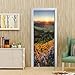 QHOXAI Stickers Auto-Adhésif Autocollante De Porte - Forêt Montagne Sommet Lever Du Soleil Paysage 77X200Cm Décoration Murale Poster Trompe L'Oeil Pour Porte Cuisine Salon Chambre Salle De Bain - 3D P