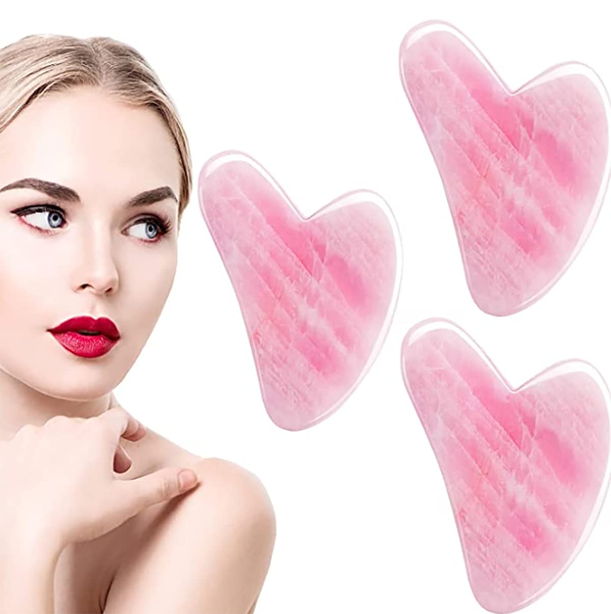 KASTWAVE Guasha Board, Gua Sha Facial Tools, Scraping Massage Tool, SPA Acupuncture Therapy Trigger Point Treatment Anti Aging ( Gua Sha Set 3 Pcs )