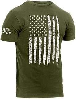 Rothco Distressed US Flag Athletic Fit T-Shirt, Olive Drab, XL