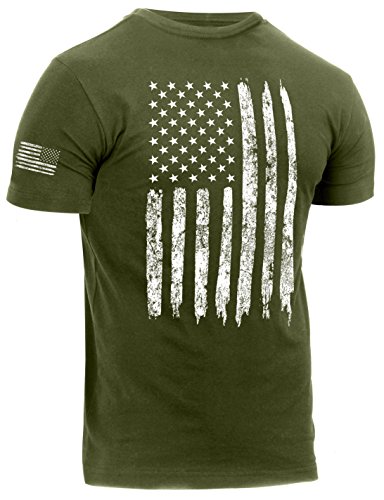 Rothco Distressed Us Flag Athletic Fit T-Shirt, Olive Drab, L #TOP5