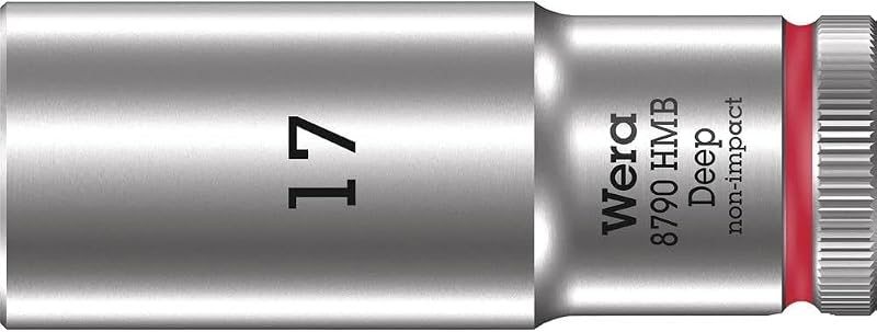 Soquete Longo Wera 8790 HMB Deep 3/8 pol. Sextavado de 17 mm Vermelho 5004539001