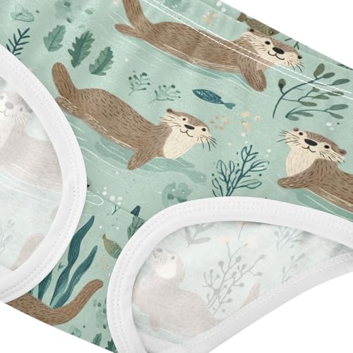 Wusikd Otters Swimming Girls' Underwear Cotton Girls Briefs Soft Toddler Underwear 2T4