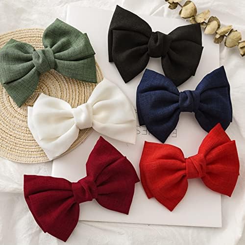 Set of 6 Hair Bows - Hair Bows for Women - French Hair Barrettes for Women - Accessories for Women Girl and Ladies (5 3/8")
