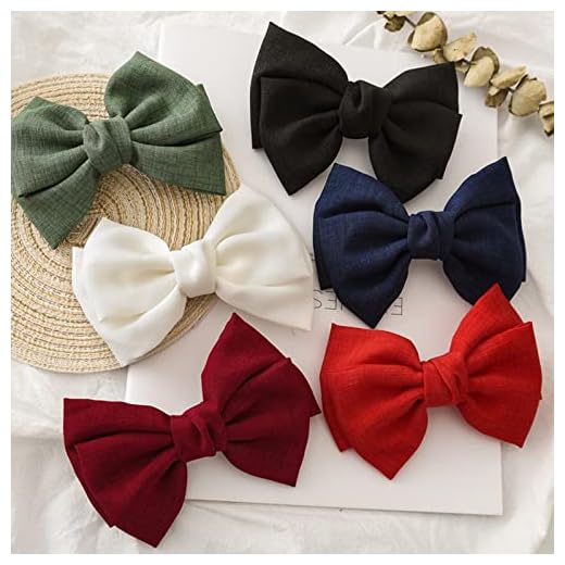 Hair Bow Clips, French Hair Bows Barrette Hair Accessories for Women Girl and Ladies (6pcs)