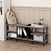 Furinno Turn-N-Tube 3-Tier Multipurpose Wide Shelf TV Stand, French Oak Grey/Black