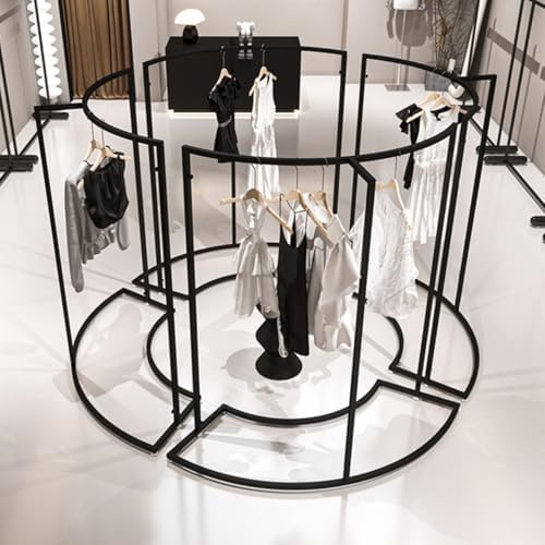 Heavy Duty Half Round Clothing Rack - 87cm Portable Metal Garment Display Stand, Curved Retail Hanging Shelf for Stores (Set of 2) - Durable & Stylish Clothing Organizer