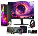 AXOII RGB Gaming PC Desktop Computer + 24 Inch FHD Monitor – Intel Core i5 up to 3.60 GHz, Radeon RX 550 4GB, 16GB DDR4, 512GB NVMe SSD, Wi-Fi, Headset, Windows 11 Pro (Renewed)