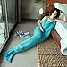 Mermaid Tail Sherpa Blanket, Super Soft Warm Comfy Sherpa-Lined Knit Mermaids with Non-slip Neck Strap, Christmas Gift for Girls Women Adults Teens Birthday Blue