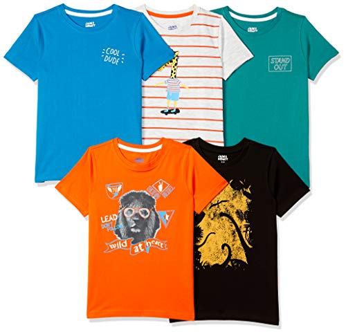 Amazon Brand – Jam & Honey Boy’S Regular T-Shirt (Aw20Bts-Hs-Po5_Multicolor 2 5-6 Years)