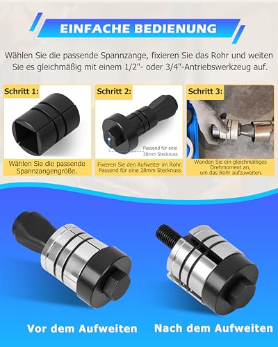 DAYUAN Rohraufweiter Auspuffrohr Expander Set, Rohrspreizer & Rohraufweiter Werkzeug für Auspuffrohre