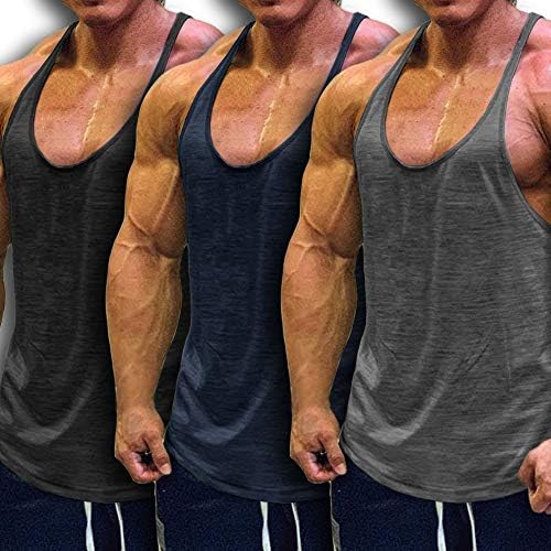 Boyzn 1 of 3-pack Tank Top voor Heren, Zomer Mouwloos T-Shirt Ademende Spiershirts Okselshirts, Fitnessstudio Workout Tank Top Sport Onderhemd Gym Bodybuilding Mouwloos T-Shirt voor Hardlopen, M