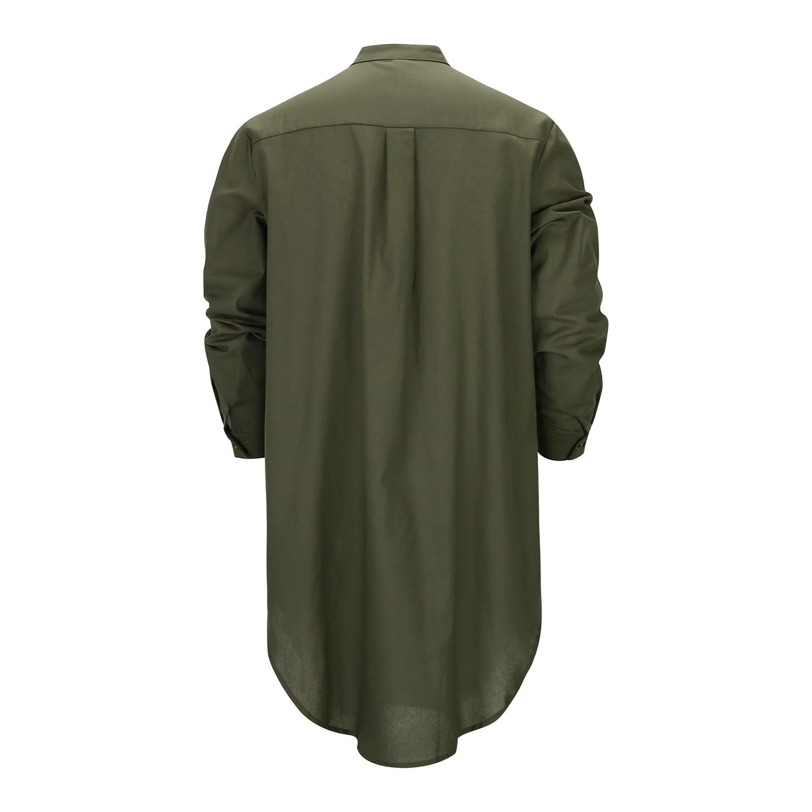 Caftan à manches longues pour homme - Robe musulmane d'été cool Jilbab - Vêtement islamique - Robe arabe marocaine afghane - Longueur moyenne - Couleur unie - Jilbab - Rétro - Coupe ajustée