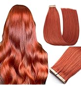 Tape in Hair Extensions Human Hair Copper 14 Inch 20pcs Tape in Hair Extensions Tape Ins for Wome...