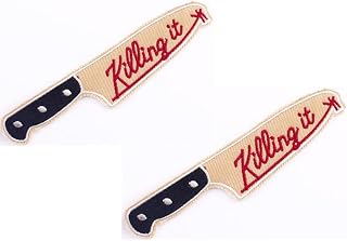 Compatible with Killing it Knife Patch Embroidered Applique Iron On Sew On Emblem for Outdoor Sport 2 Pcs