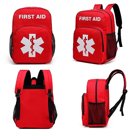Image of Gatycallaty First Aid Backpack Emergency Medical Empty Waterproof Survival First Responder Trauma Bag Travel Home Outdoor (Red, Snake)