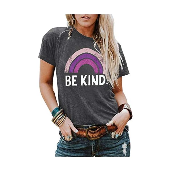 IRISGOD-Womens-Be-Kind-Tank-Tops-Casual-Short-Sleeve-Rainbow-Inspirational-Graphic-Tees-Tops IRISGOD Womens Graphic Tees Casual Summer Short Sleeve Vintage T Shirts Tops