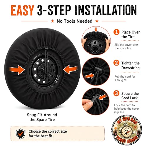 Image of Funny Spare Tire Cover, My GPS Has Trust Issues Compass Printed Tire Cover for SUVs RVs Trailers Campers Trucks,Outdoor Spare Wheel Protector(16 inch for Diameter 29 inch-31 inch)