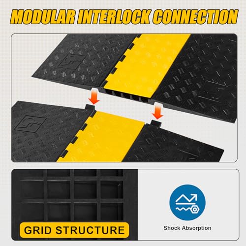 WKINGBOOM 5 Channel Rubber Cable Protector Ramp, ADA Compiant Low Profile Drive Over Cable Protector, Wire Cord Cover Ramp for Wheelchiar, Walker, Gait Trainer, Rollator, Scooter, Low Vehicles - Thumbnail 3