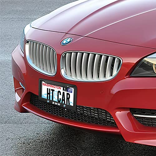 Black License Plate Frames For Bmw, 2Pcs Car License Plate Bracket Holder, Premium Aluminum Alloy Weather Proof License Plate Covers With Screw Caps Cover Set Car Accessories #TOP3