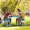 VINGLI 4 Ft Camping Picnic Table Set with 4 Seats with Umbrella Hole Folding Lightweight Suitcase Card Table-220 Lbs Support Aluminum Frame, Plastic RV Tabletop for Barbecue,Travel,Outing,Gathering