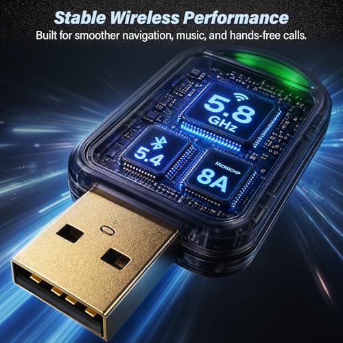 Image of Wireless CarPlay Adapter for Apple iPhone - Convert Wired to Wireless Car Play, Mini & Gold-Plated Connector, A8 Chip, Quick Auto Connect, USB A /C Plug and Play, for iPhone iOS 10+ & Cars from 2016+