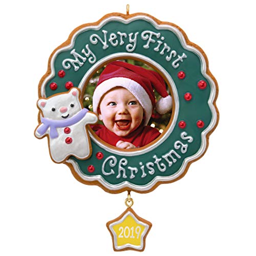Hallmark Keepsake 1299QGO2347 Ornament 2019 Year Dated, My Very First Christmas Baby Photo Frame