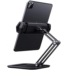Long arm Aluminum Alloy Tablet Stand Adjustable Folding Stand Ergonomic 360 Rotatable Tablet Phone Clamp Color White-Fruit peach5