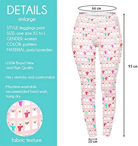 kukubird Activewear Trendy Cute Llama Alpaca Design Yoga Leggings Gym Fitness Running Pilates Stretchable