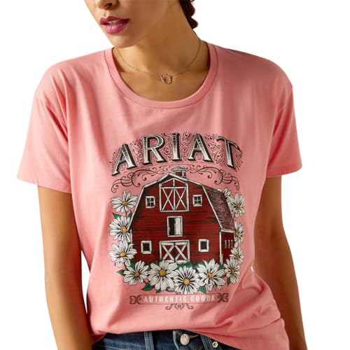 Image of Ariat Women's Ariat Floral Farm T-Shirt, Coral Heather, Medium